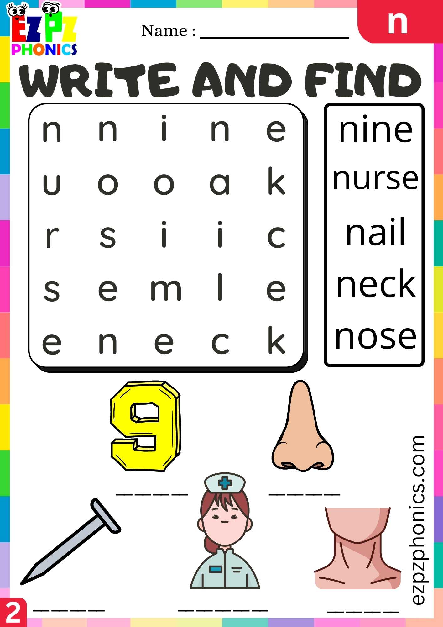 Group2 Letter N Write And Find Beginning Sounds Worksheet